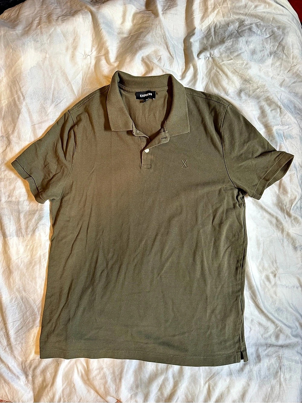 Express Olive Green Mini X Polo Shirt Men’s Large
